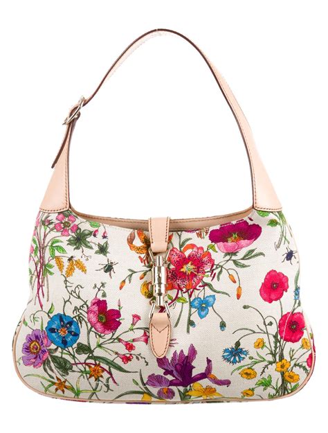 gucci flower motif shoulder bags|vintage Gucci floral bag.